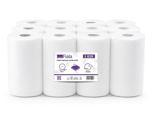 Papírové ručníky v roli MIDI 2v. celulóza 50m FIALA Papírové ručníky v roli MIDI 2v. celulóza 50m FIALA - Papírová hygiena Papírové ručníky v roli Midi